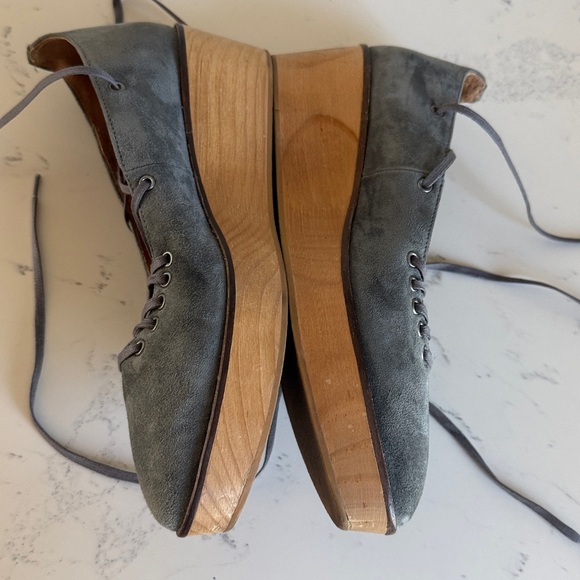 Free People Darcy Wood Platform lace up Shoes Grey Color Size 37/6.5 - Picture 7 of 16